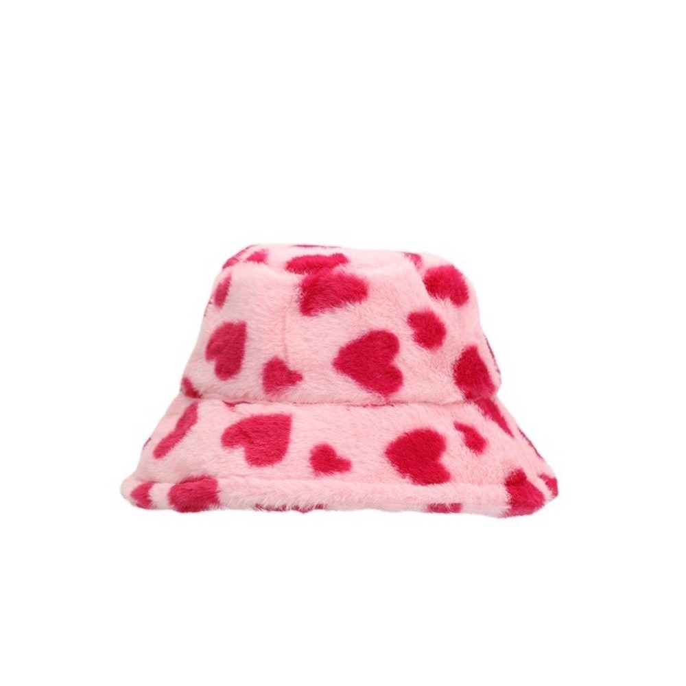 Bucket Hat Embroidered - Sweet Faux Fur Fisherman Hat Thicken