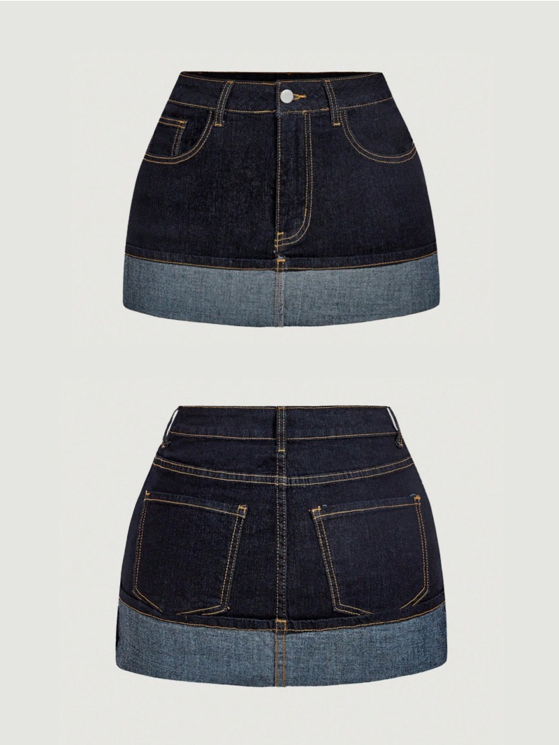 Street Fashion Vintage - 2026 New Two Tone Denim Mini