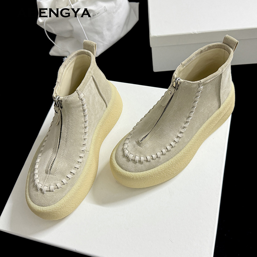 Street Fashion Winter 2025 - 2025 Winter Suede Leather Platform Boots