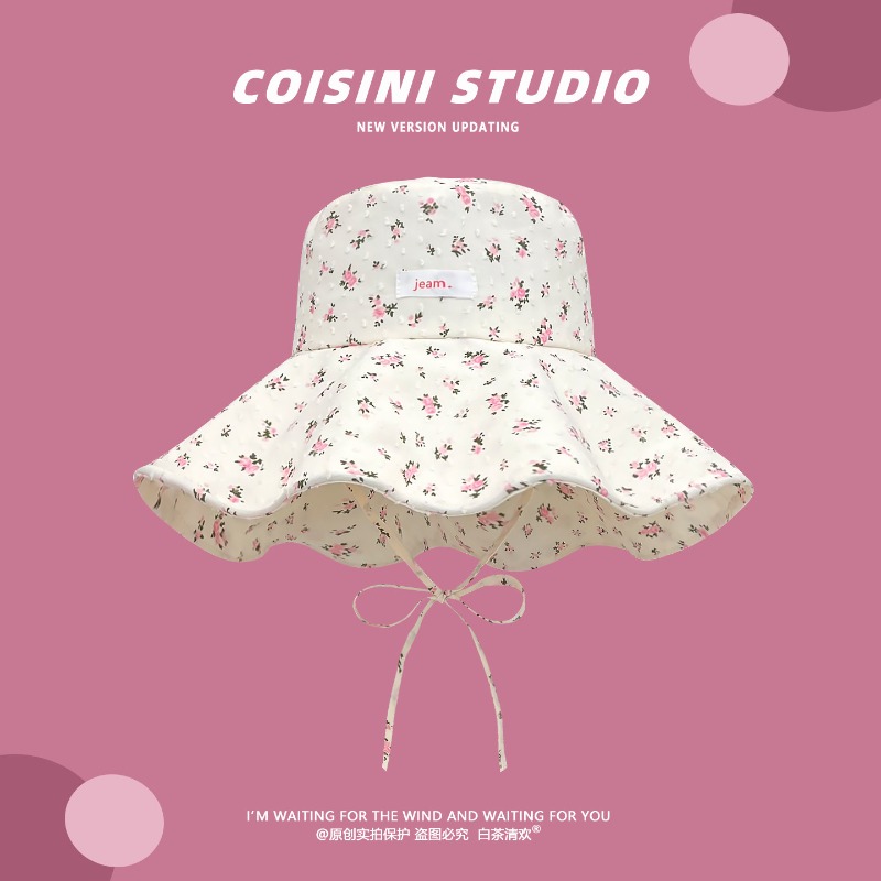 Bucket Hat Embroidered - Summer Fresh Floral Patch Big Brim