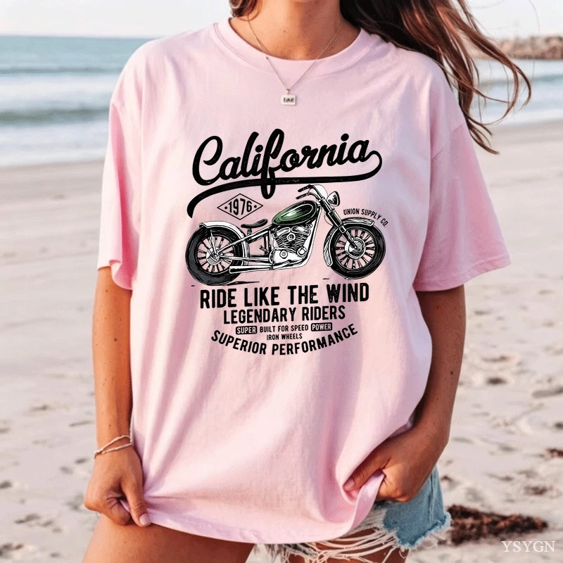 Street Fashion California - Vintage Motorcycle California Tshirt Street Women