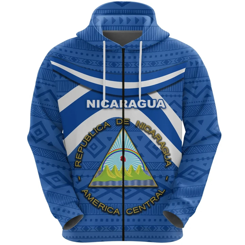 Vintage NI Nicaragua Flag Stre - Street Fashion Zip Up Hoodie recension och pris
