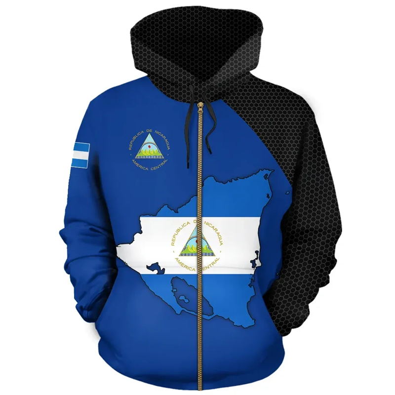Vintage NI Nicaragua Flag Stre - Street Fashion Zip Up Hoodie recension och pris