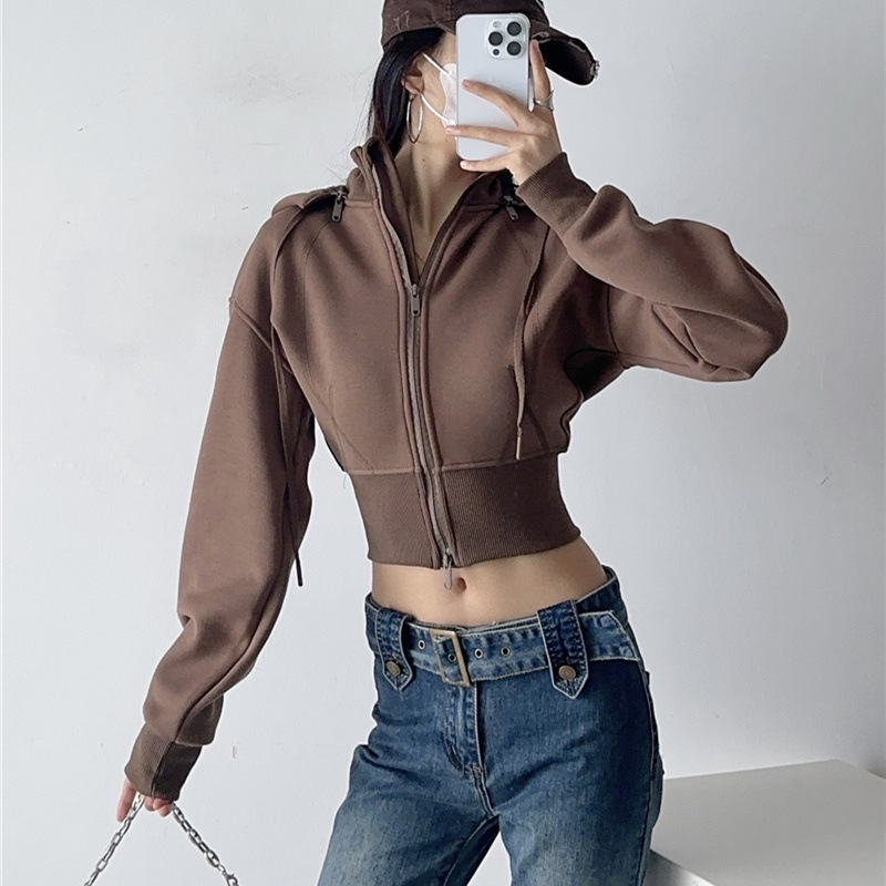 Women Crop Hoodie Sweatshirts  - Street Fashion Zip Up Hoodie recension och pris