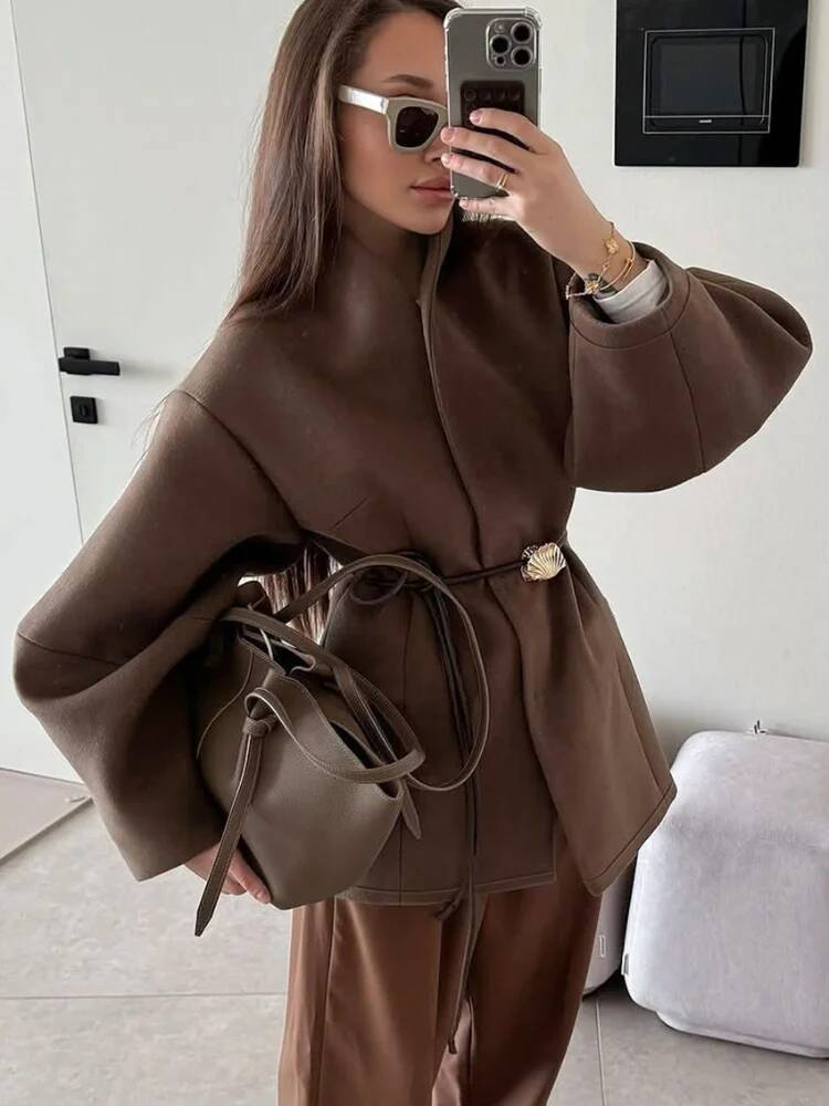 Chic Women's Solid Woolen Coat - Street Fashion Taiwan recension och pris