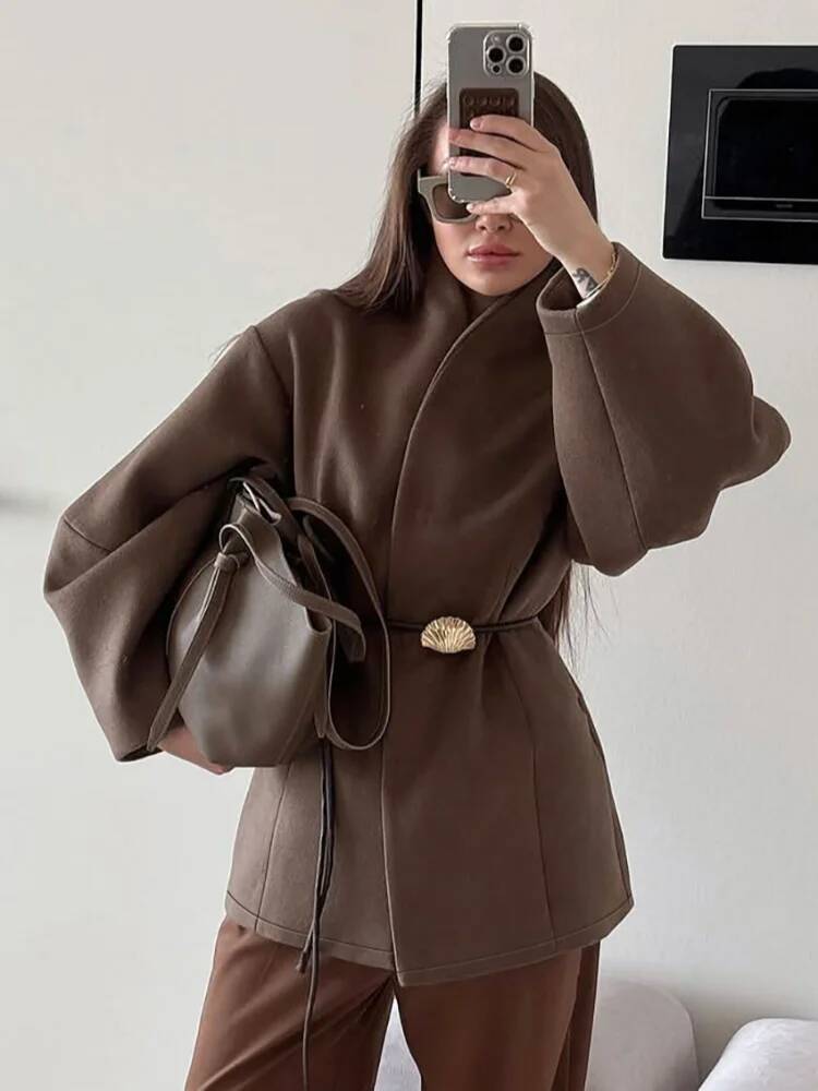 Chic Women's Solid Woolen Coat - Street Fashion Taiwan recension och pris