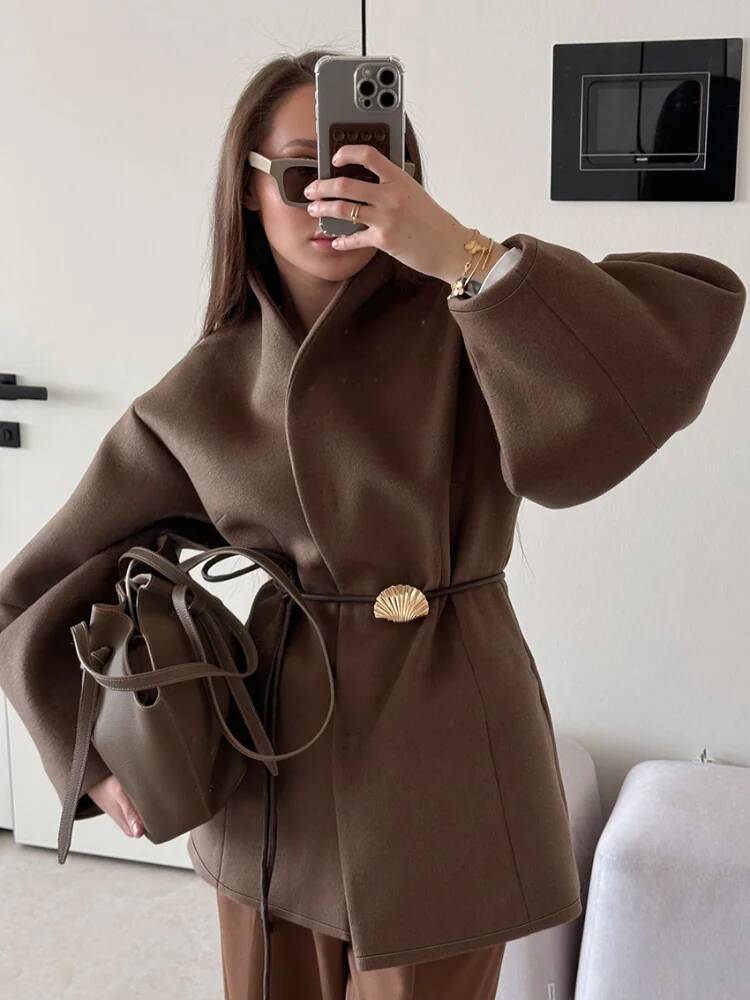 Chic Women's Solid Woolen Coat - Street Fashion Taiwan recension och pris