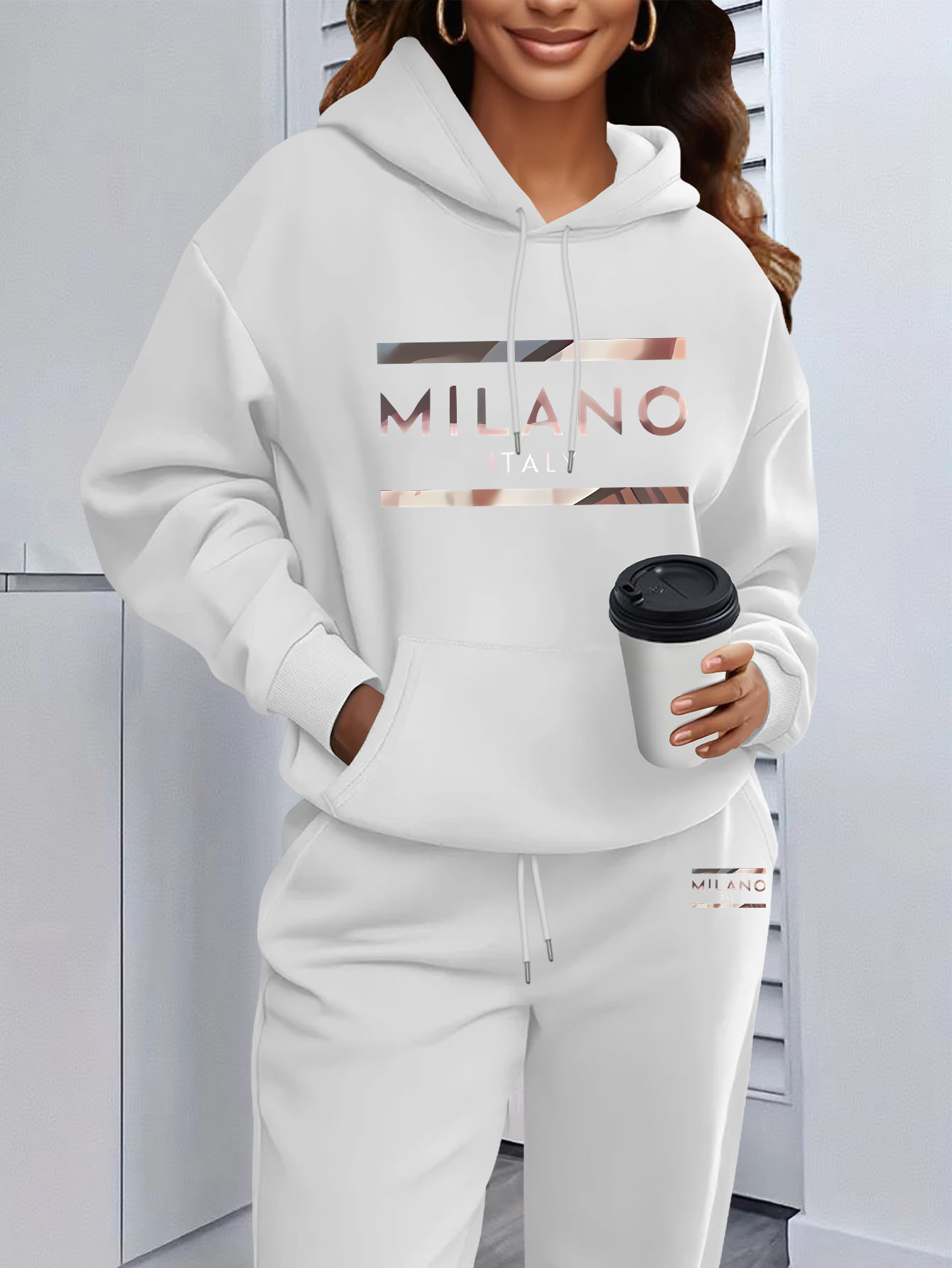 Women Milano Letter Print Hood - Street Fashion Milano recension och pris
