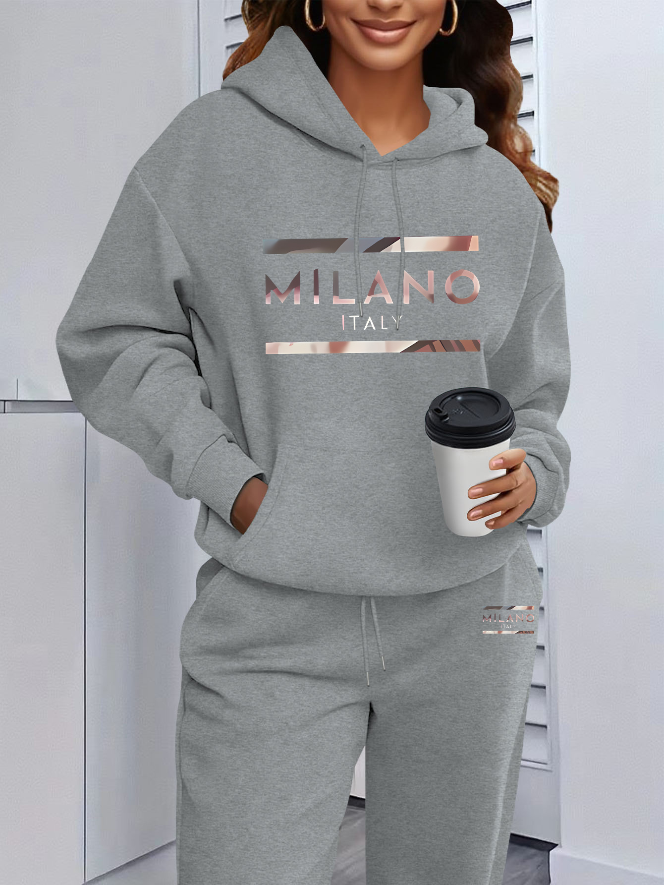 Women Milano Letter Print Hood - Street Fashion Milano recension och pris