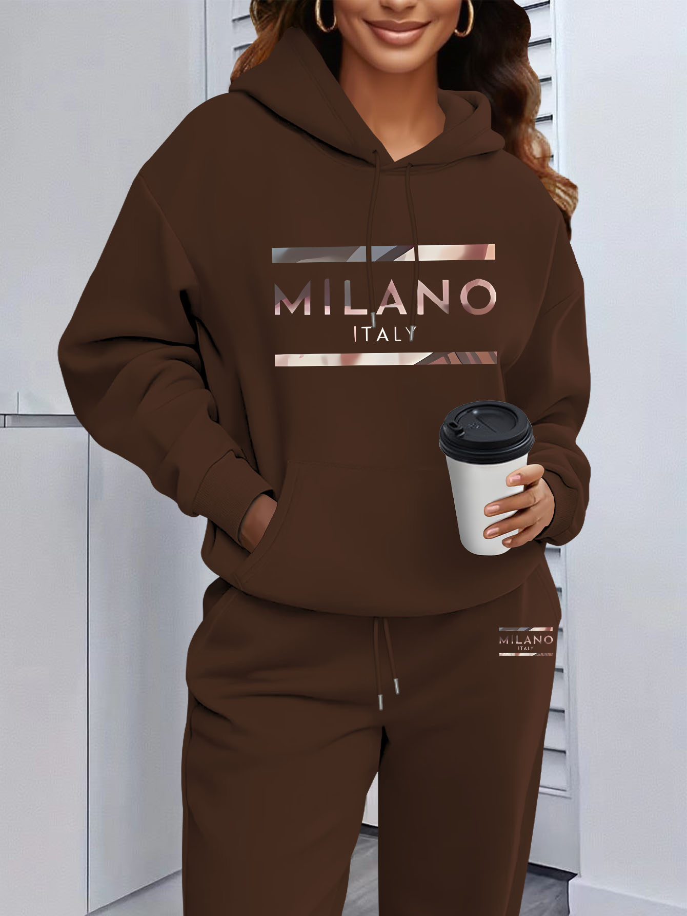 Women Milano Letter Print Hood - Street Fashion Milano recension och pris