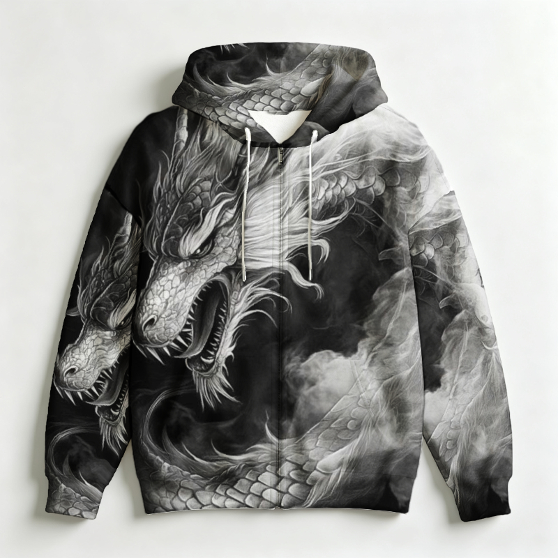 Men Zip Hooded Sweatshirt 3D A - Street Fashion Definition recension och pris
