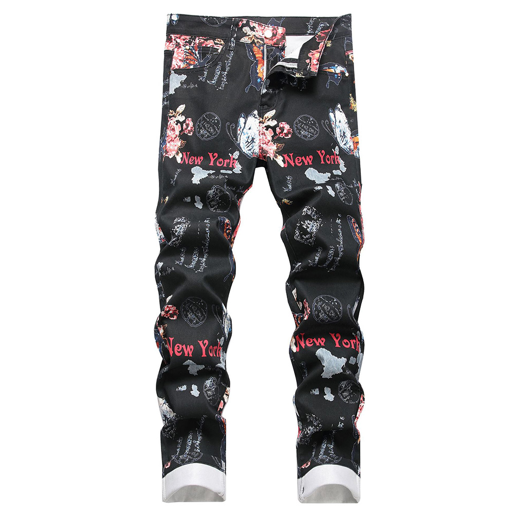 Men Digital Print Jeans Fashio - High Street Fashion New York recension och pris