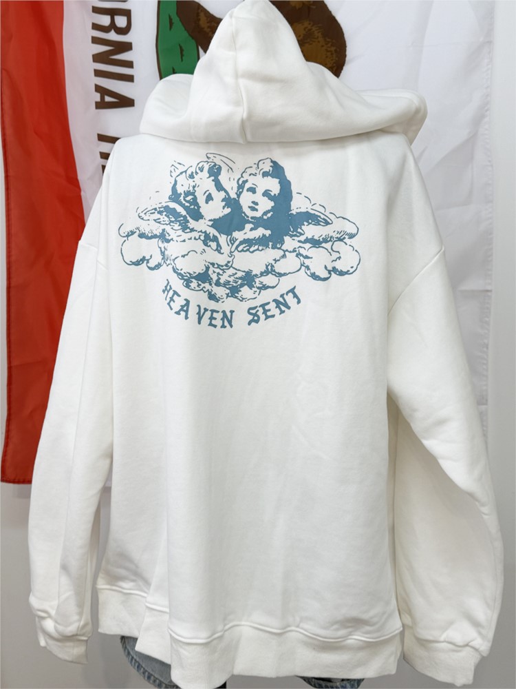 White Vintage Zip-up Hoodies W - Street Fashion Zip Up Hoodie recension och pris