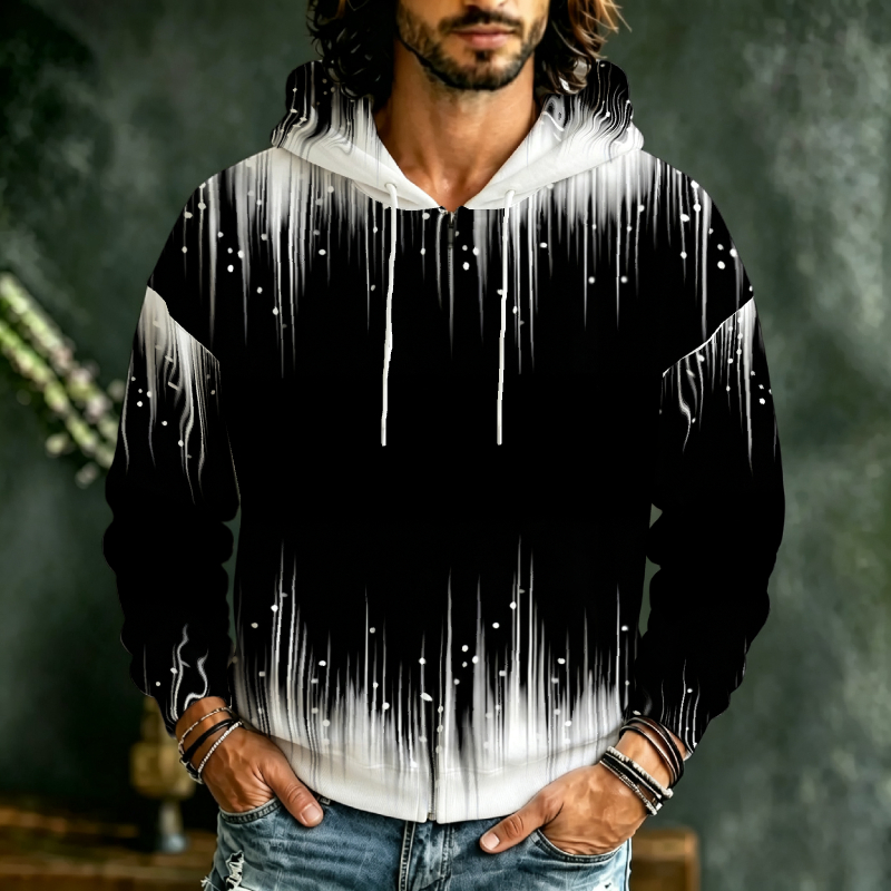 Men Zip Up Hoodie 3D Gradient  - Street Fashion Definition recension och pris