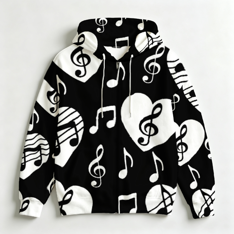 Men Zip Front Hoodie Music Not - Street Fashion Definition recension och pris