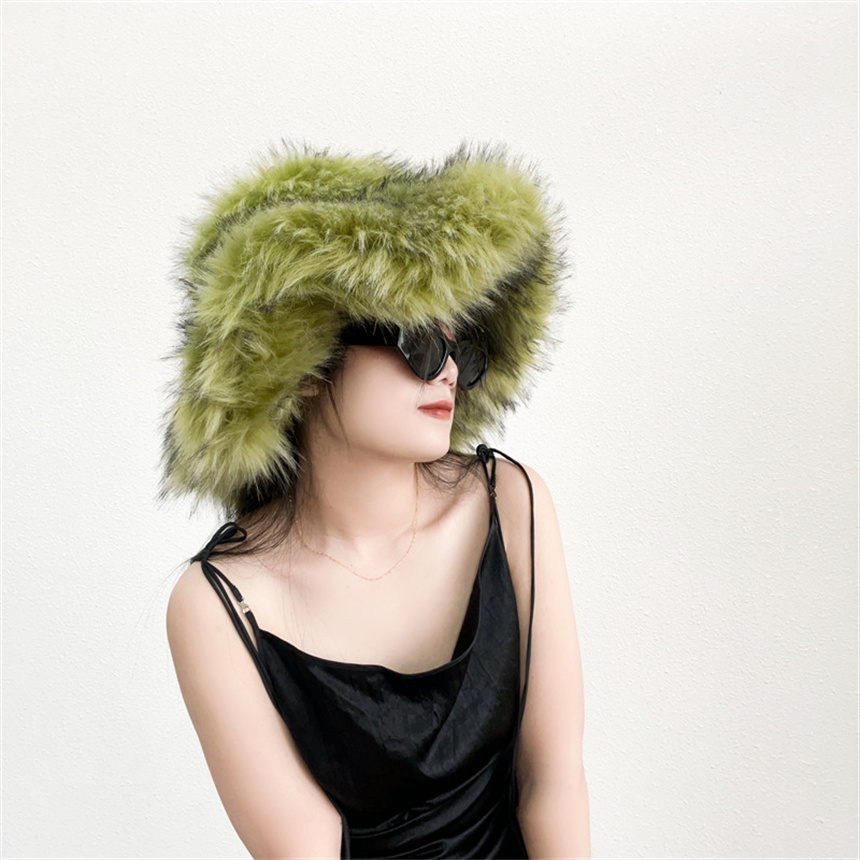Fluffy Faux Fur Bucket Hat Win - Bucket Hat Embroidered recension och pris