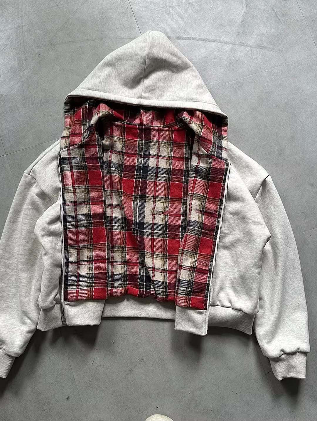 American street style, plaid c - Street Fashion Zip Up Hoodie recension och pris