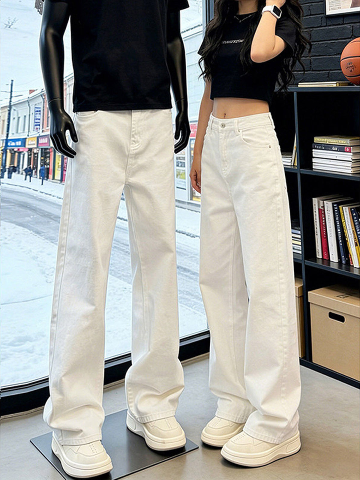 White Vibe Wide Leg Jeans Men  - Street Fashion Vibes recension och pris