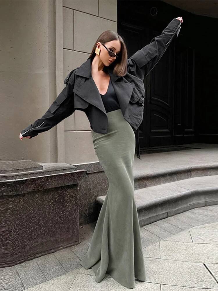 Velvet Green Long Women Fashio - Street Fashion Taiwan recension och pris
