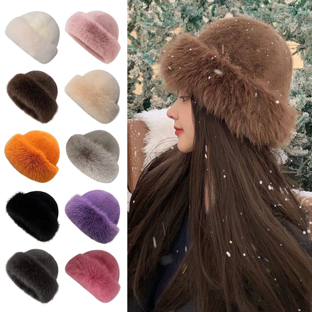 New Fluffy Fur Winter Hat Soli - Bucket Hat Embroidered recension och pris