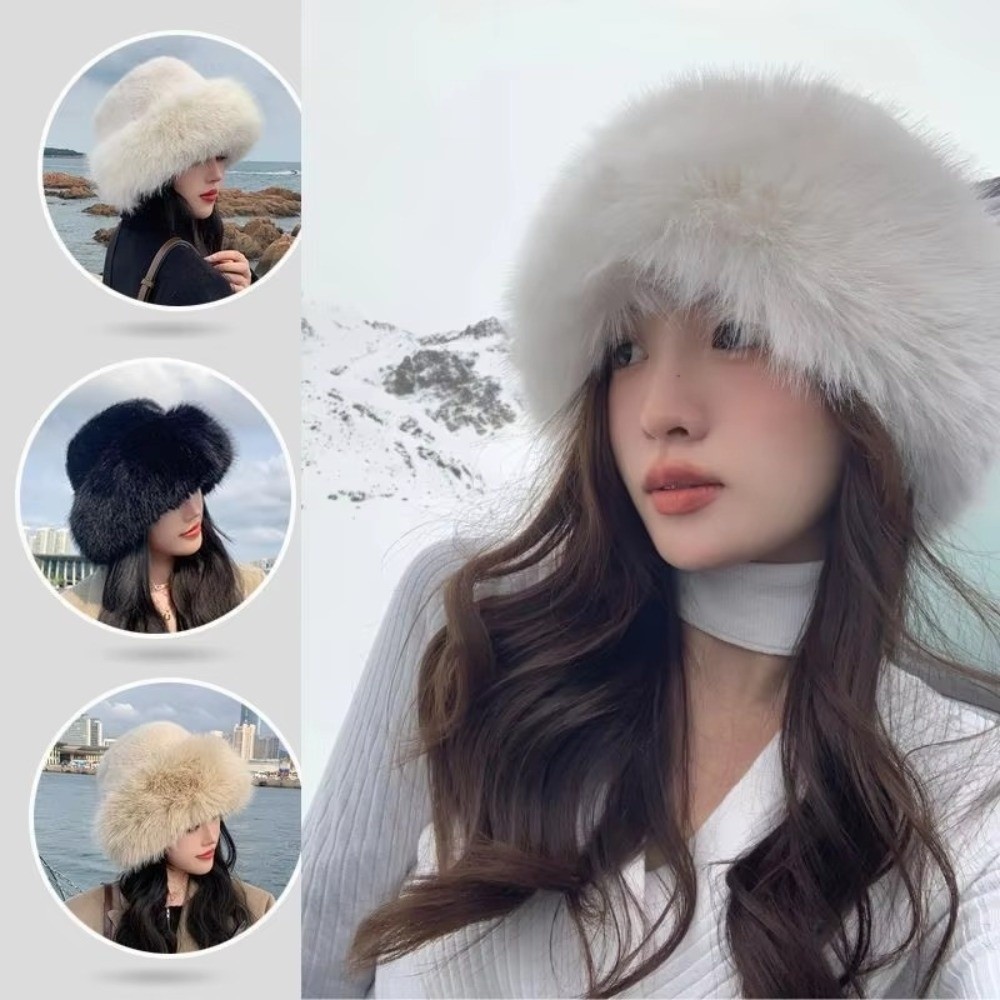 New Fluffy Fur Winter Hat Soli - Bucket Hat Embroidered recension och pris