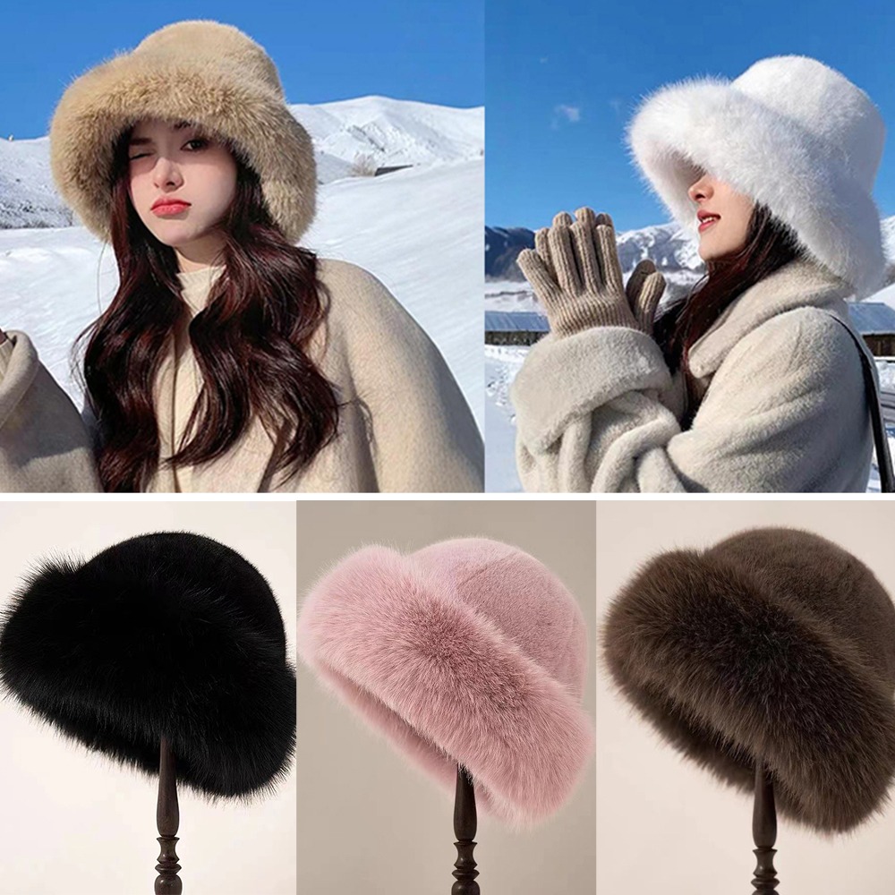 New Warm Fluffy Fur Bucket Hat - Bucket Hat Embroidered recension och pris
