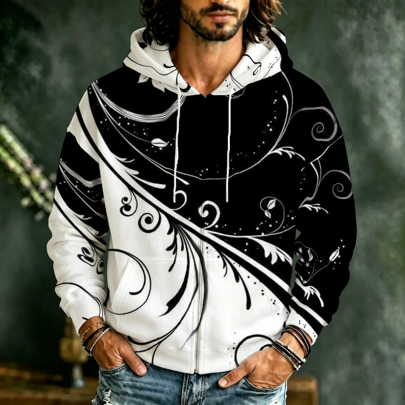 Men Zip Hooded Sweatshirt 3D B - Street Fashion Definition recension och pris
