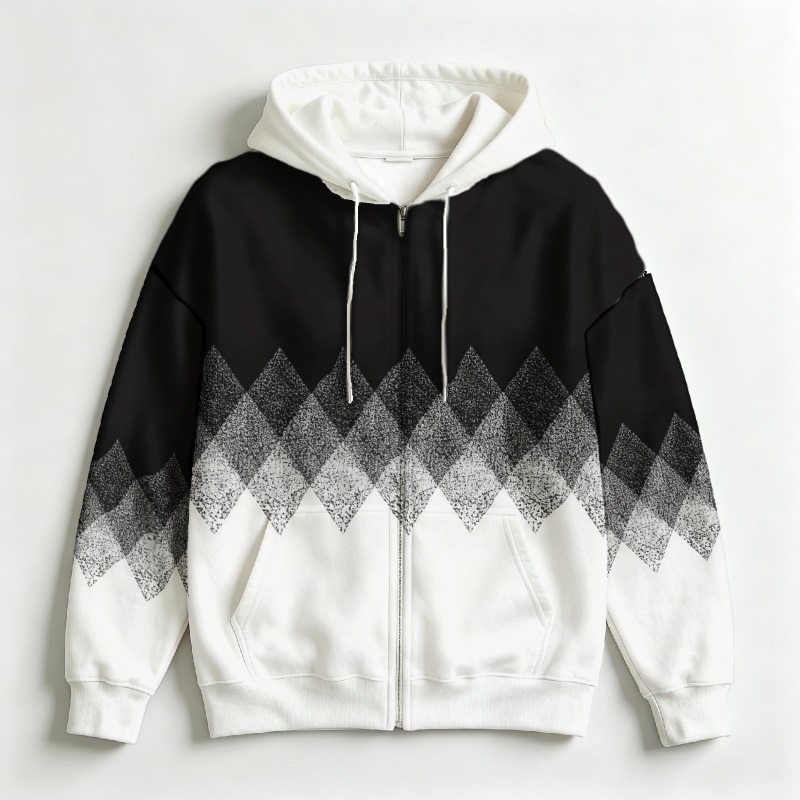 Men Zip Up Hoodie 3D Geometric - Street Fashion Definition recension och pris
