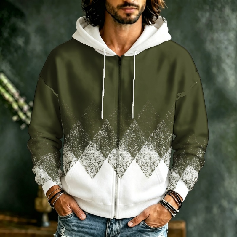 Men Zip Up Hoodie 3D Geometric - Street Fashion Definition recension och pris
