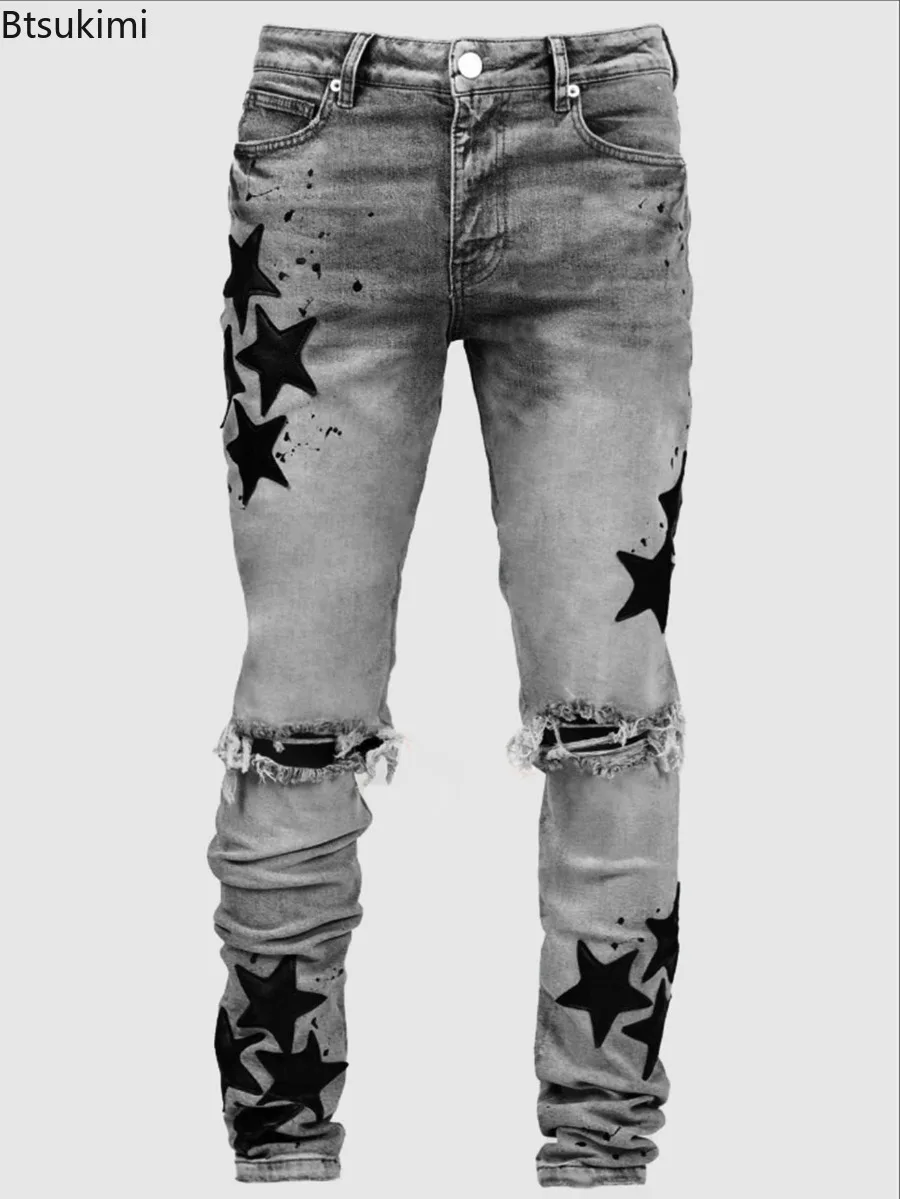 New Men Jeans Fashion Mid Wais - Street Fashion Style Male recension och pris